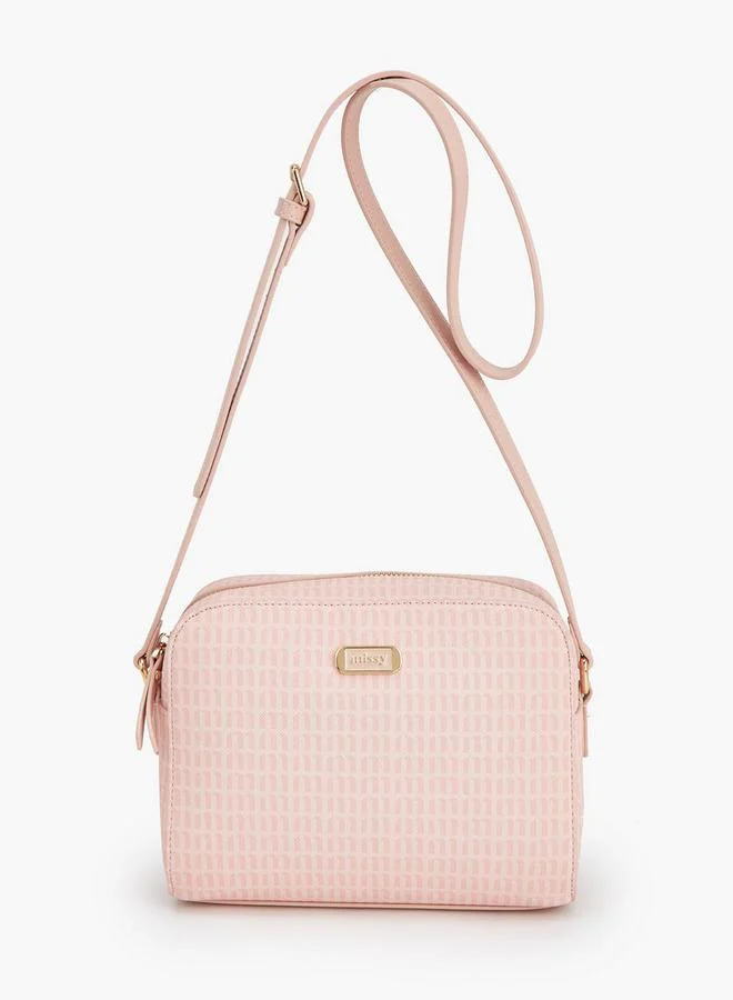 ميسي Monogram Print Crossbody Bag With Adjustable Strap